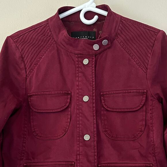 Sanctuary moto utility lightweight maroon jacket pockets bikercore biker S - Picture 6 of 11